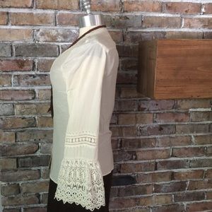 Lucky Brand Bell Sleeve Lace Buttoned Down Blouse